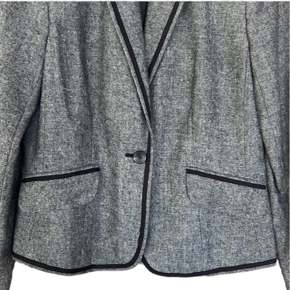 Norton McNaughton Wool Blend Ribbon Trim Detail Long Sleeve Blazer‎ Jacket - Picture 3 of 9